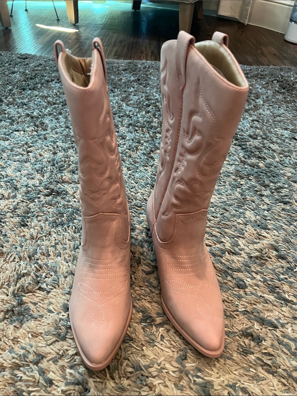 Soda Pink Knee-High Western Heeled Boots